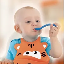Babador Silicone Silybib Cata E Pega Migalha Baby Multikids Cor Azul Leão Laranja Tamanho Único Foto mini 3