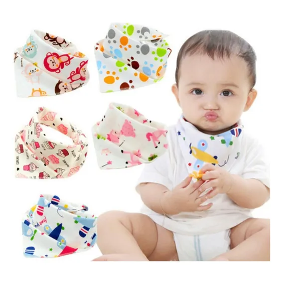 Babadores Bandana Bebe Kit C/10 Un C/ Regulagem Boys E Girls Cor Azul Meninos Tamanho Único Foto 1