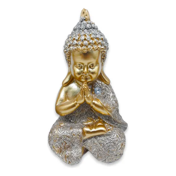 Baby Buda Tailandês Rezando Buda Orando Brilhante 10 Cm Foto 1