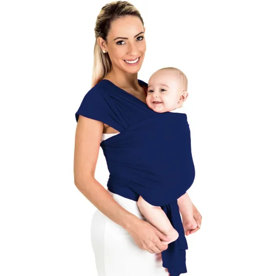 Baby Sling Mamãe Canguru Malha 100% Algodão Cor Azul-marinho Foto 1