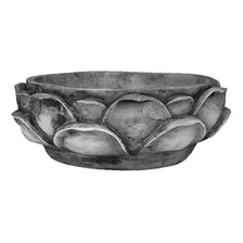 Bacia Fonte 脕gua Decorativa Flor De L贸tus Em Resina Enfeite Cor Cinza Normal Foto mini 1