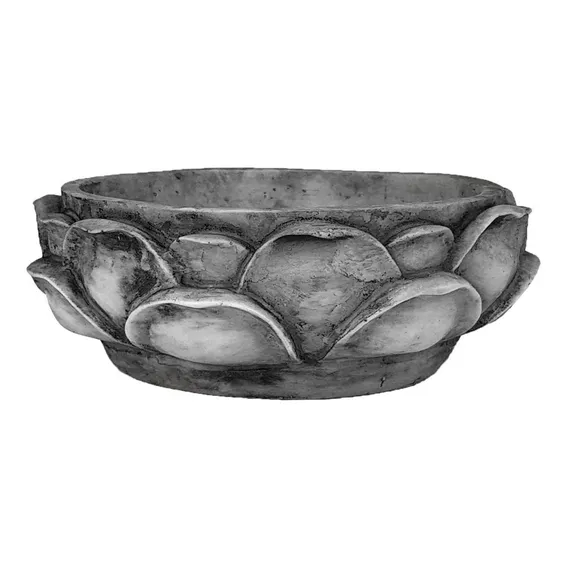 Bacia Fonte 脕gua Decorativa Flor De L贸tus Em Resina Enfeite Cor Cinza Normal Foto 1