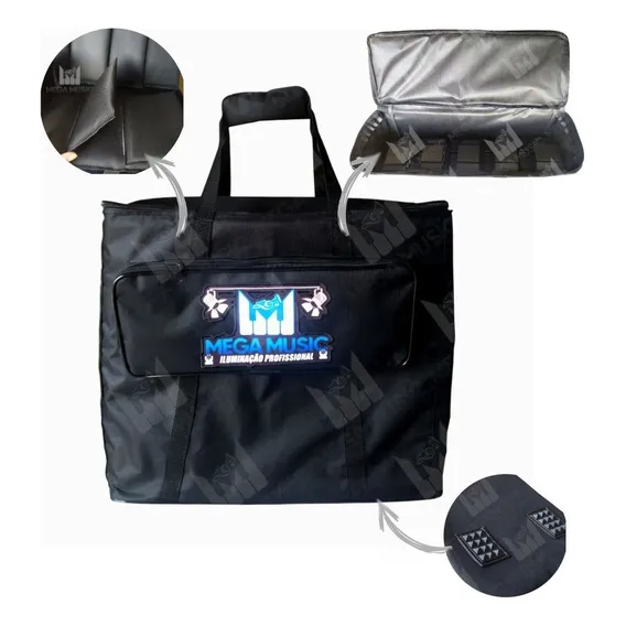Bag Soft Case P/ 10 Canhões Led Slim, Dmx Ou Mini Moving Dj Bivolt Foto 1