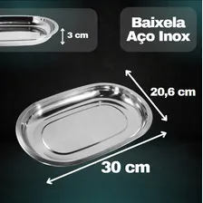 Baixela Travessa Bandeja Servir Restaurante Oval Inox 30 Cm Cor Aço Inox Polido Foto mini 2