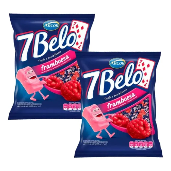 Bala 7 Belo Framboesa Arcor 600g - 2 Pacotes Foto 1