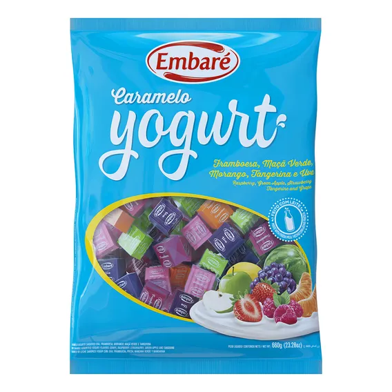 Bala Caramelo Iogurte Frutas Sortidas Azul - Embaré Foto 1