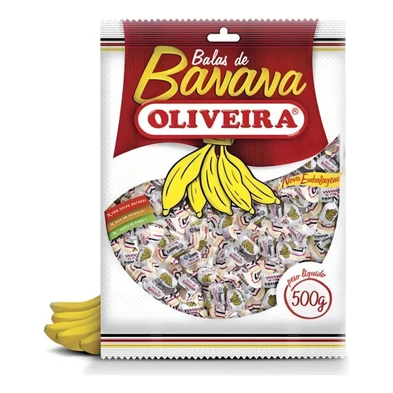 Bala de Banana Oliveira Pacote 500g Foto 1