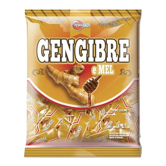Bala Gengibre E Mel 500g - Toffano Foto 1