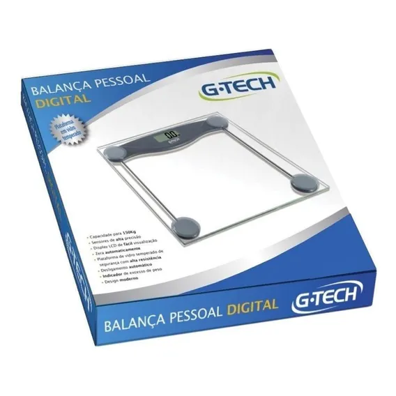 Balança Digital G-tech Glass 10, 150 Kg, Lcd, Vidro Foto 1