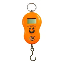 Balança Digital Portátil Para Pesca Feira Mala Bagagem 50kg Cor Laranja Foto  mini 1