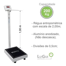 Balança Médica 200kg Digital C/ Antropômetro W200a Welmy Cor Branco 110/220V Foto mini  2