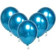 Balão Bexiga Alumínio Metalizado Pequeno Azul 25 Unidades N5 Foto  mini 1