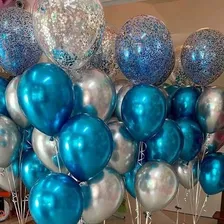 Balão Bexiga Alumínio Metalizado Pequeno Azul 25 Unidades N5 Foto mini  3