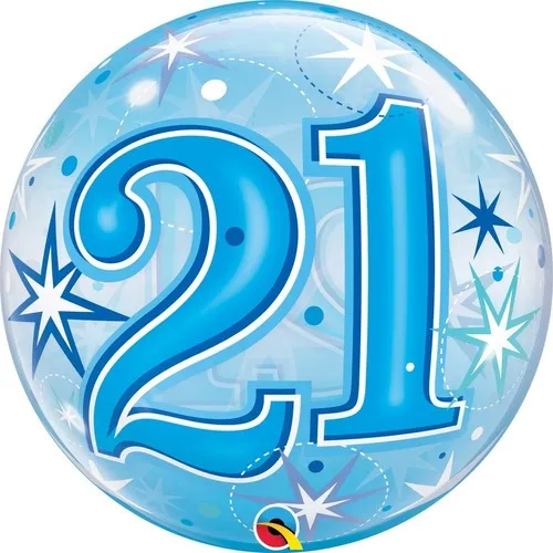 Balão Bubble 21 Explosão Estrelas Brilhos Azul 22 Qualatex Foto 1