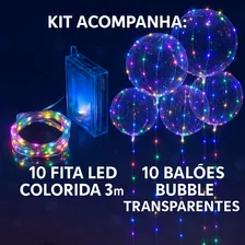 Balao Bubble Transparente Led Festa Gas Hélio Top Kit 10 Unidades Foto mini 2