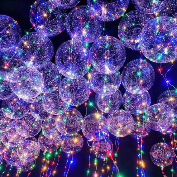 Balao Bubble Transparente Led Festa Gas Hélio Top Kit 10 Unidades Foto 1