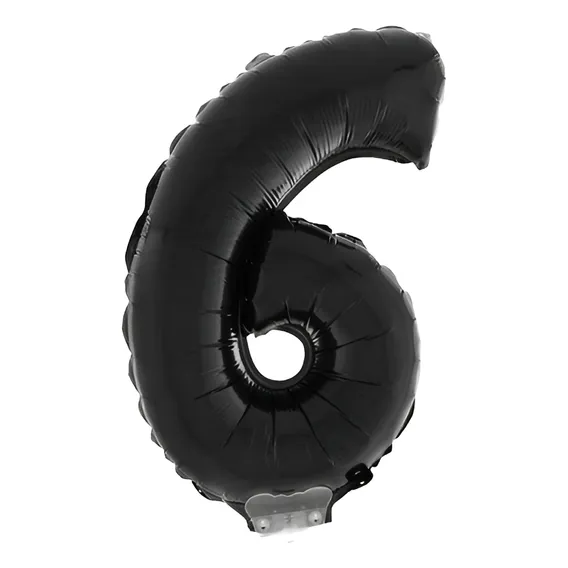 Balão Metalizado Número 6 Preto 16 Polegadas 41cm Foto 1