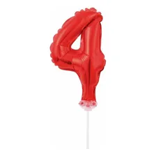 Balão Metalizado Topo De Bolo Número 4 Vermelho - 1 Unidade Foto  mini 1