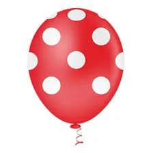 Balao Poa - Vermelho Com Bolinhas Brancas 25 Unidades Foto mini 3