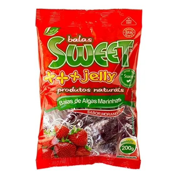 Balas De Alga Marinha Sabor Morango Sweet Jelly 200g Foto 1