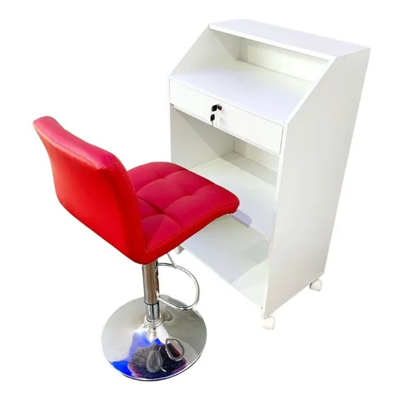 Balcão Caixa Gaveta Fechadura 100% Mdf Lojas Cor Branco Foto 1