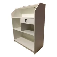 Balcão Caixa Vitrine Prateleiras Mdf Loja, Pet Cor Branco Foto  mini 1