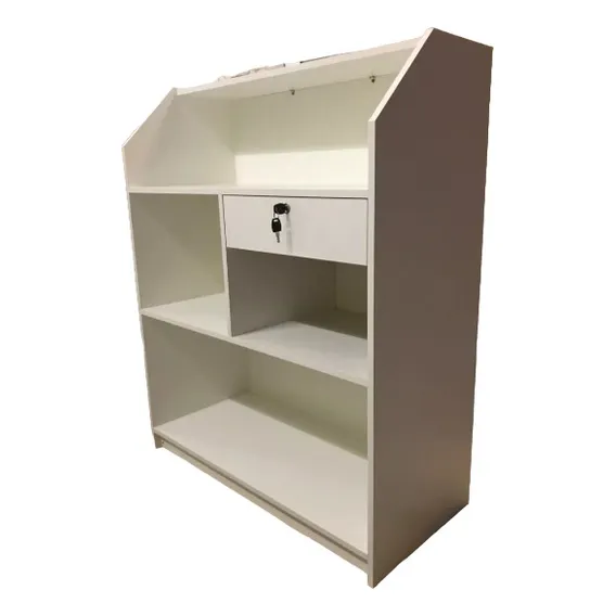 Balcão Caixa Vitrine Prateleiras Mdf Loja, Pet Cor Branco Foto 1