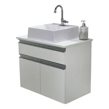 Balcão Gabinete Banheiro Milão Com Cuba 100% Mdf - 60cm Foto  mini 1