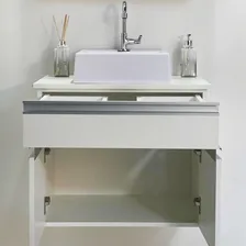 Balcão Gabinete Banheiro Milão Com Cuba 100% Mdf - 60cm Foto mini  3