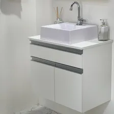 Balcão Gabinete Banheiro Milão Com Cuba 100% Mdf - 60cm Foto mini 4
