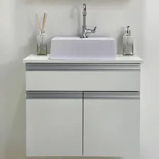 Balcão Gabinete Banheiro Milão Com Cuba 100% Mdf - 60cm Foto mini  2