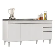 Balcão Gabinete Com Pia Inox 160cm Arkansas Branco Lumil Foto  mini 1