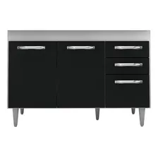 Balcão Gabinete De Pia Suécia 120cm 03 Portas 02 Gavetas Bra Cor Branco/preto Foto  mini 1