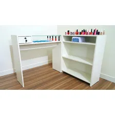 Balcão L Recepção Esmalteiro Manicure Vitrine Atendimento Cor Branco Foto mini  3