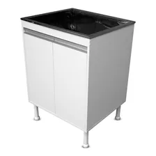 Balcão Lavanderia 100% Mdf Com Tanque De Inox Grande Cor Branco Foto mini 4