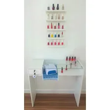 Balcão Manicure Mesa Gaveta Salão + Carrinho + Esmalteiro Foto mini  3
