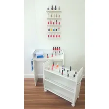 Balcão Mesa Manicure Carrinho Tampo E Vidro Aparador Foto mini 4
