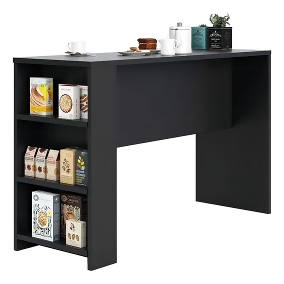 Balcãoluciane Cozinhas Bancada Americana Gourmet Bancada Americana Balcão Divisor Ambientes Madeira - Preto Foto 1