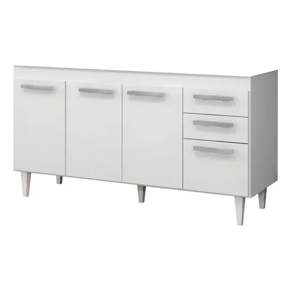Balcão Armário Cozinha Gabinete Pia 150cm Lisboa Branco Bp Foto 1