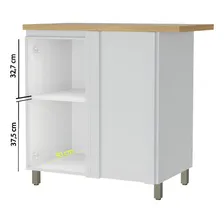 Balco Canto 1 Porta Rainha 92x52cm 100% Mdf Cor Branca / Nature Foto mini 3