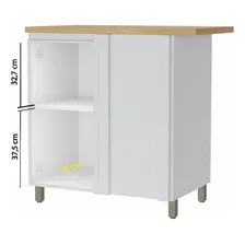 Balco Canto 1 Porta Rainha 92x52cm 100% Mdf Cor Branca / Nature Foto mini  3