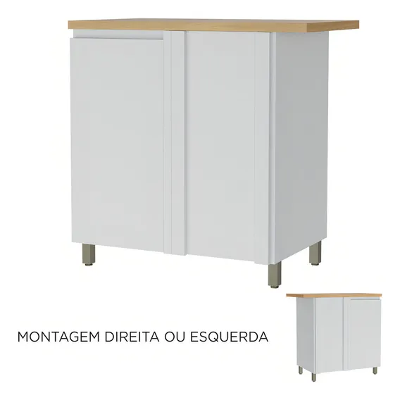 Balco Canto 1 Porta Rainha 92x52cm 100% Mdf Cor Branca / Nature Foto 1