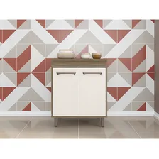 Balcão Com Tampo 2 Portas 70 Cm Barcelona Poliman Cor Carvalho com Off White Foto mini 3