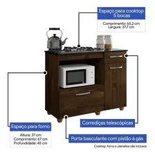BalcĂŁo Cooktop 5 Bocas Violeta Basculante IpĂȘ - Kaiki MĂłveis Cor Marrom Foto mini 3