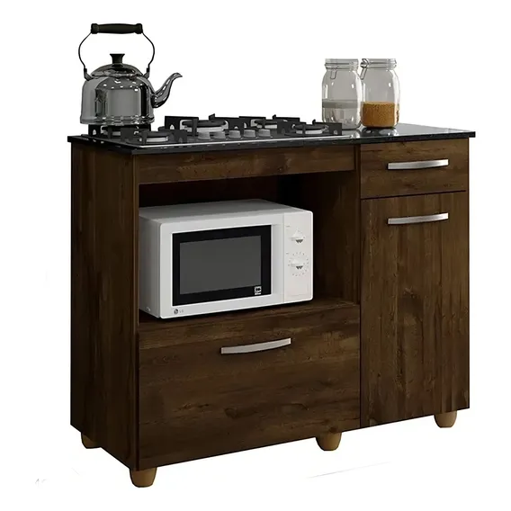 BalcĂŁo Cooktop 5 Bocas Violeta Basculante IpĂȘ - Kaiki MĂłveis Cor Marrom Foto 1