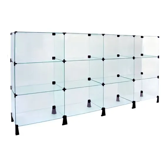 Balcão De Atendimento Em Vidro Com 12 Nichos 30x40 Cor Preto Foto 1