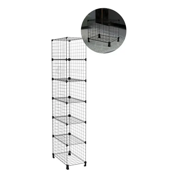 Balcão Estante Aramada Aço Expositor Colmeia 6 Nichos 40cm Cor Tela Preta Com Conectivo Preto Foto 1