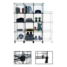 Balcão Estante Aramada Aço Expositor Colmeia 6 Nichos 40cm Cor Tela Preta Com Conectivo Preto Foto mini  3