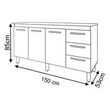 Balcão Gabinete Bancada de Cozinha Armário 150cm Savana Off White com Tampa Tampo Tampão Cor Savana Foto mini 4