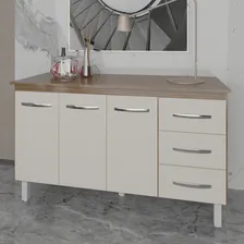 Balcão Gabinete Bancada de Cozinha Armário 150cm Savana Off White com Tampa Tampo Tampão Cor Savana Foto mini 2